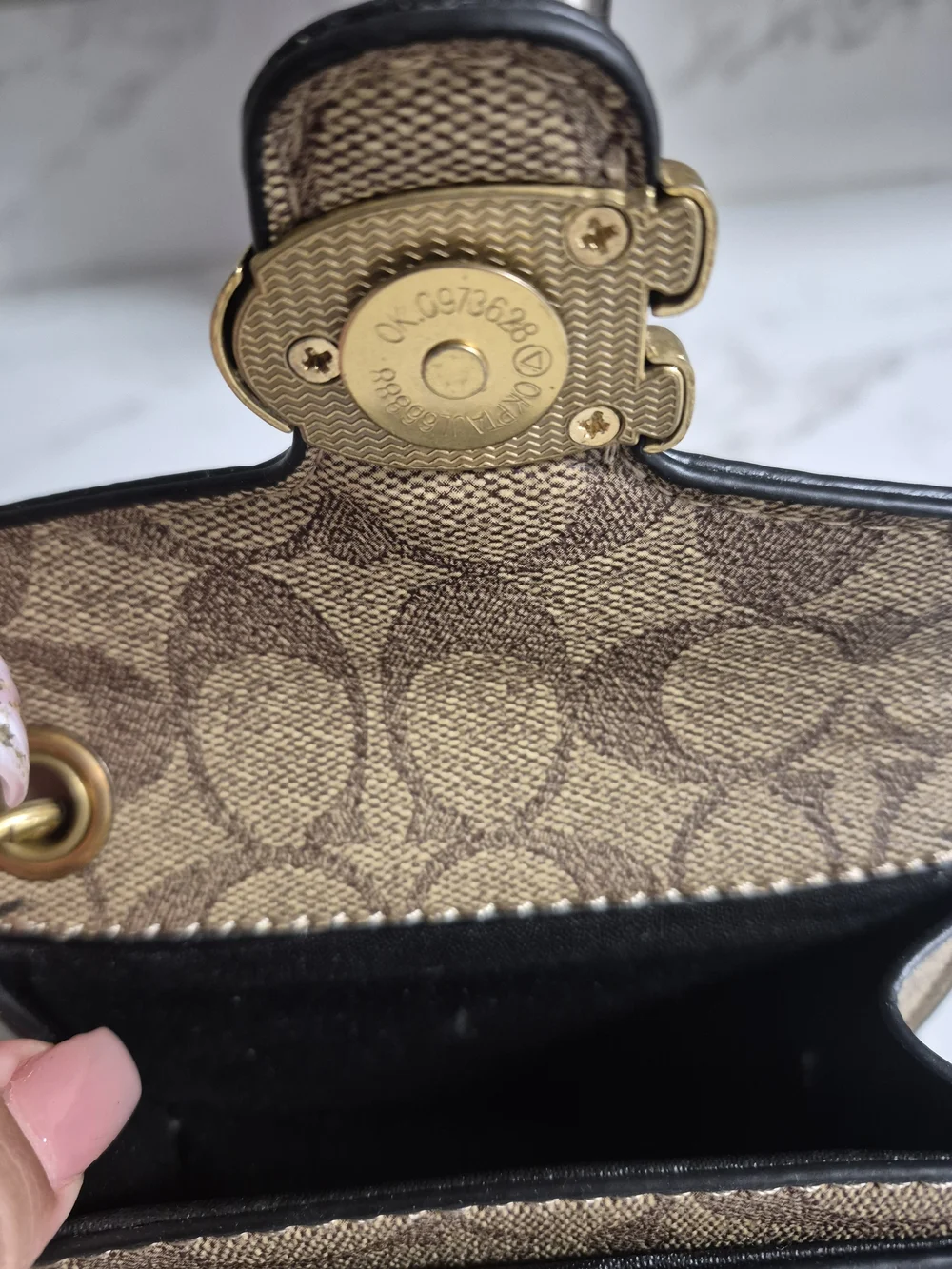 Coach Tabby Brown/Tan Signature Mini Wallet/charm